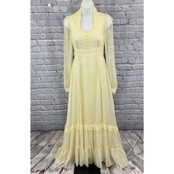 GUNNE SAX Prairie Wedding Dress Cottagecore Lace Romantic Bridal 7 - Picture 1 of 16